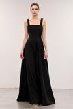 Robe de soirée longue à col carré noir