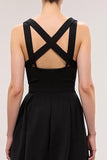 Robe de soirée longue à col carré noir