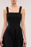 Robe de soirée longue à col carré noir