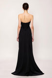 Sweetheart Simple Noir Fourreau Longue Robe de Soirée avec Fente