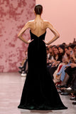 Sirène Robe longue de fête sans bretelles en velours noir