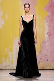 Robe de soirée longue fourreau noire simple en velours