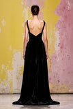 Robe de soirée longue fourreau noire simple en velours