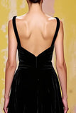 Robe de soirée longue fourreau noire simple en velours
