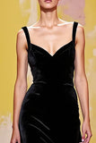Robe de soirée longue fourreau noire simple en velours