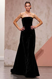 Robe de soirée longue simple en velours noir dos nu