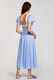 A Line Ligh Robe longue bleue avec ceinture
