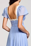 A Line Ligh Robe longue bleue avec ceinture