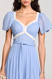 A Line Ligh Robe longue bleue avec ceinture