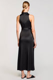 Robe longue de travail noire à revers