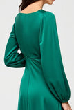 Robe verte à manches longues à col carré