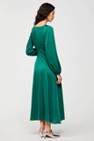 Robe verte à manches longues à col carré