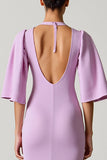 Robe à manches volantées violet clair avec fente