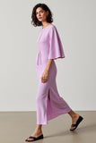 Robe à manches volantées violet clair avec fente