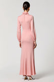 Col bénitier à manches longues Une ligne Robe rose