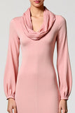 Col bénitier à manches longues Une ligne Robe rose
