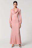 Col bénitier à manches longues Une ligne Robe rose