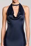 Robe midi fourreau bleu marine