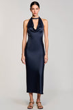 Robe midi fourreau bleu marine