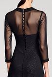 Robe midi à revers aligne noir
