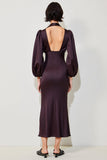 Robe midi fourreau rouge foncé à manches longues