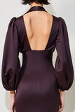 Robe midi fourreau rouge foncé à manches longues