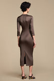 Robe de travail midi à revers crantés marron
