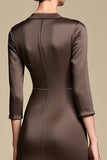 Robe de travail midi à revers crantés marron