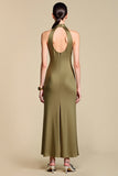 Dos nu Keyhole Sheath Olive Robe