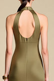 Dos nu Keyhole Sheath Olive Robe