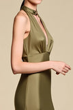 Dos nu Keyhole Sheath Olive Robe