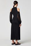 Noir Épaule Dénudée Une Ligne Longue Robe
