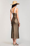 Robe midi à col rond Olive