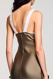 Robe midi à col rond Olive