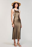 Robe midi à col rond Olive