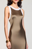 Robe midi à col rond Olive