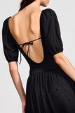 Robe longue en dentelle aligne noire