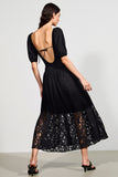 Robe longue en dentelle aligne noire