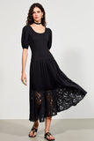 Robe longue en dentelle aligne noire
