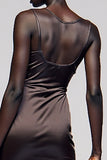Fourreau de café col rond Mini robe