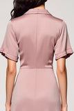 Robe de travail midi à revers alignés rose