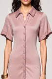 Robe de travail midi à revers alignés rose