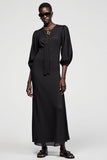 Noir A ligne 3/4 manches longues robe avec pompon
