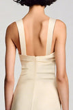 Abricot Une Ligne Col Rond Midi Robe