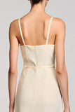 Une ligne abricot spaghetti bretelles robe longue