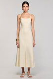 Une ligne abricot spaghetti bretelles robe longue