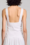 Robe midi blanche à col en V