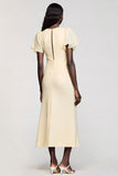 Fourreau ivoire à volants manches midi robe