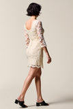 Dentelle Ivoire Fourreau Robe Courte