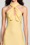 Robe en crêpe jaune licol une ligne